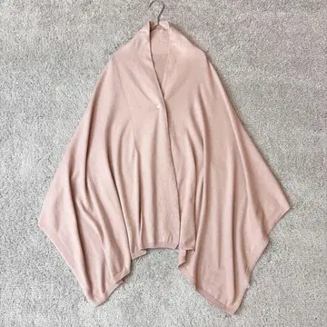 무인양품 버튼 달린 스톨 겉옷 판초풍 핑크 코튼 울 니트