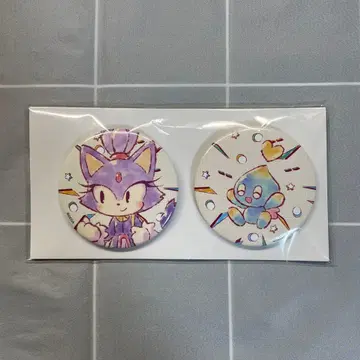 SEGA 럭키 쿠지 소닉 더 헤지혹 캔뱃지 2개 세트 블레이즈