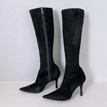 DIANA 스트레치 롱 부츠 스틸레토 사이드 지퍼 블랙 23cm