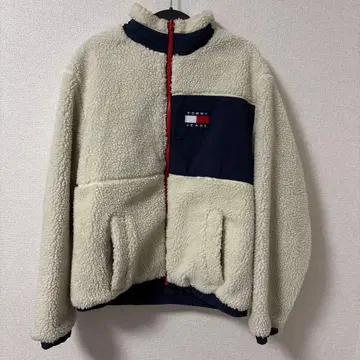 TOMMY JEANS 플리스 자켓 아이보리/네이비