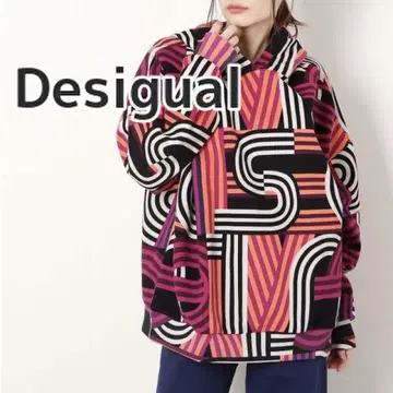 데시구알 Desigual 후드티 긴팔 기하학 패턴 후드 맨투맨 M