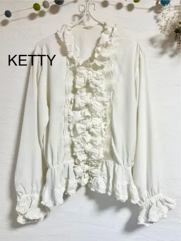 새상품급 KETTY 프릴 블라우스 리본 블라우스 화이트 레이스