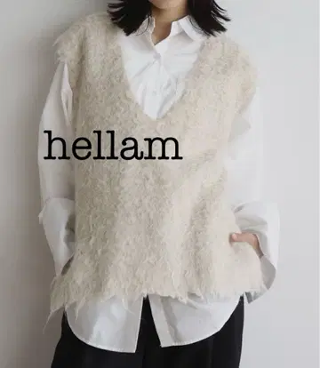 [택 포함 새상품] hellam 믹스 샤기 V넥 베스트 아이보리 Free
