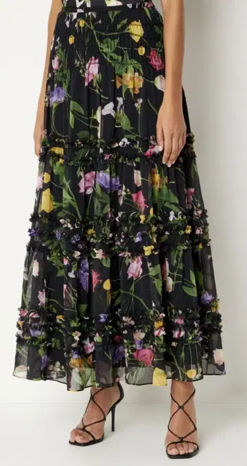 TED BAKER 플라워 프린트 플레어 스커트 사이즈 1