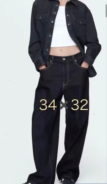 미사용 새상품 GAP 슈퍼 배기 데님 W34 L32 다크 린스