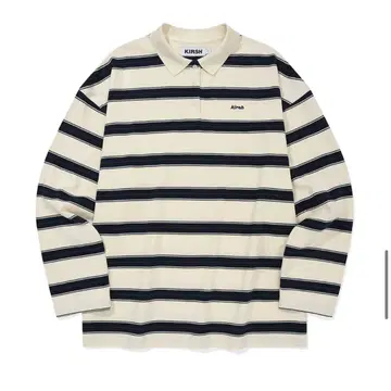 KIRSH 스트라이프 긴팔 피케 셔츠 아이보리
