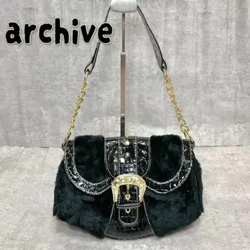 archive crocodile fur buckle goldchain