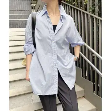 Spick&Span 시어 트윌 빅 셔츠 블루