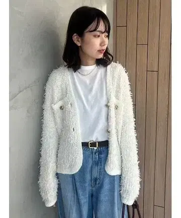 미라 오웬 화이트 트위드 자켓 가디건
