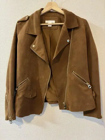 H&M 브라운 스웨이드 라이더 자켓