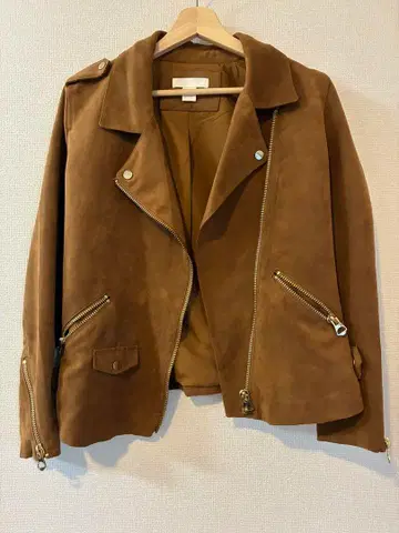 H&M 브라운 스웨이드 라이더 자켓