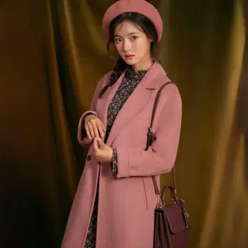 [ Roem ] 새상품급 캐시미어 테일러드 롱 코트 핑크 한국 체스터