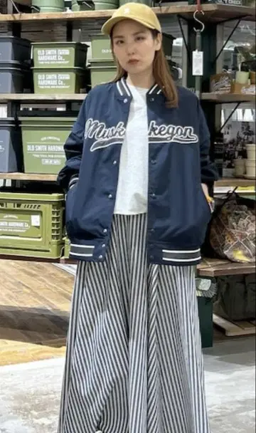 택 포함 새상품 니코앤드 2way 슬리브 바시티 자켓 네이비