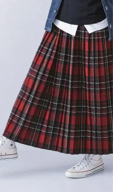 체크 스커트 refined works 기모