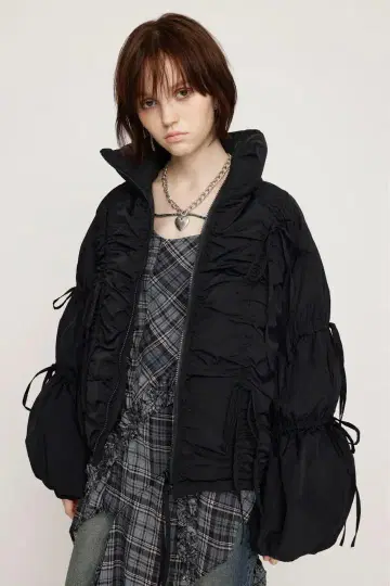 SLY RIBBON GATHER PUFFER 자켓