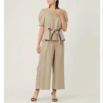 [ TO BE CHIC ] 바스켓 린넨 라이크 셋업 블라우스 팬츠