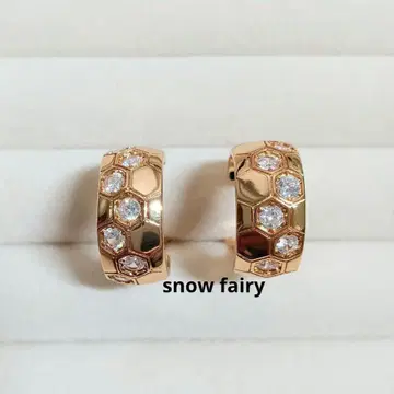 벌집 허니콤 후프 클립 귀걸이 핑크 골드 컬러