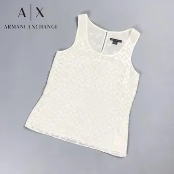 아르마니 익스체인지 도트 무늬 블라우스 시스루 화이트 사이즈 XS