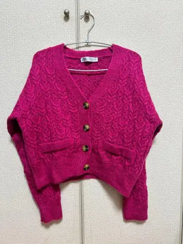 ZARA 보라색 핑크 니트 가디건 S 사이즈