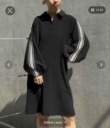차오패닉 사이드 라인 폴로 원피스 M 블랙