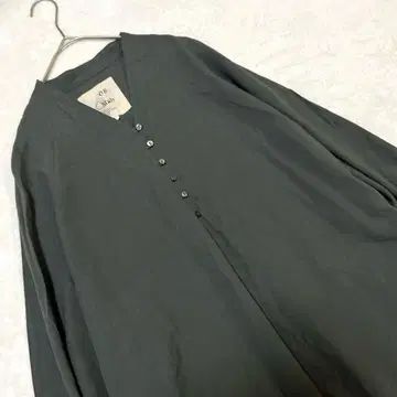 08mab 롱 원피스 린넨 혼방 돌먼 슬리브 체형 커버 쉘 버튼