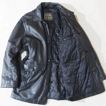 온타임 ONTIME 가죽 코트 천연 가죽 카 코트 블랙 남성용 M
