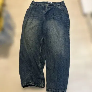 다크 블루 와이드 레그 데님