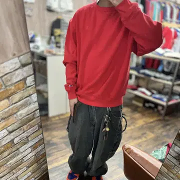 Champion XL 크루넥 트레이닝복 레드 구제 의류 아메카지 눈 있음