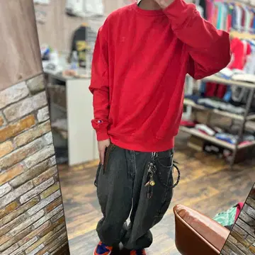 Champion XL 크루넥 트레이닝복 레드 구제 의류 아메카지 눈 있음