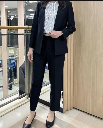 네이비 비즈니스 정장 스트라이프 블라우스 포함