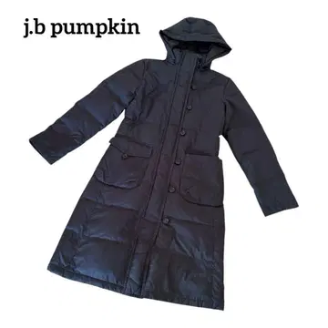 [j.b pumkin] 블랙 롱 다운 코트 포켓 후드 부착 A라인