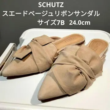 SCHUTZ 스웨이드 베이지 리본 샌들 사이즈 7B
