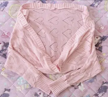 MA*RS Sugar Gloss 하트 크로쉐 돌먼 가디건 핑크