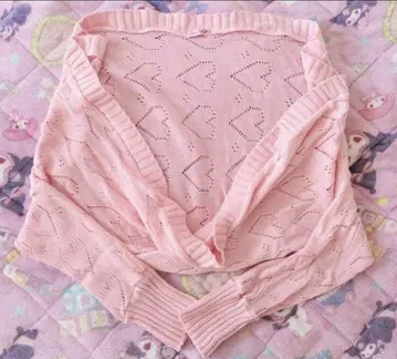 MA*RS Sugar Gloss 하트 크로쉐 돌먼 가디건 핑크