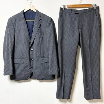 새상품급 Paul Smith 셋업 그레이 스트라이프 실크 혼방 도안