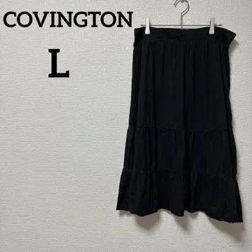 1점 COVINGTON [ L ] 블랙 플레어 스커트 롱 스커트