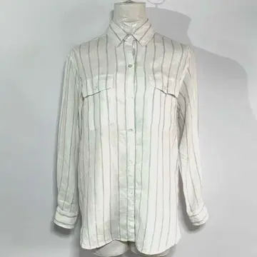 YVON INED 린넨 셔츠 7호 S 린넨 100% 스트라이프 고급 심플