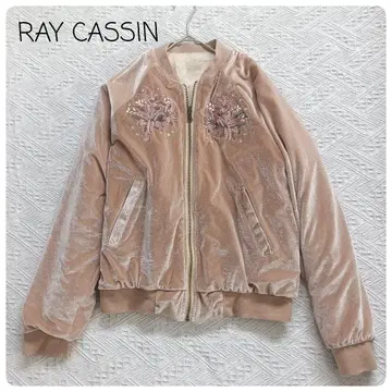 RAY CASSIN 벨로아 자수 블루종 핑크 베이지 보아 안감 성숙 큐트