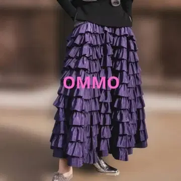 택 포함 OMMO MANYFRILLSVOLUME 스커트 네이비 36