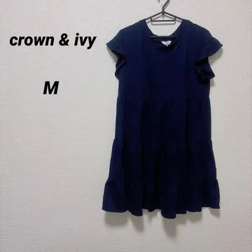 crown & ivy [ M ] 네이비 프릴 소매 원피스
