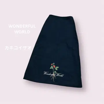 WONDERFUL WORLD 자수 데님 롱 스커트 레어 카네코 이사오