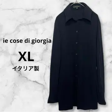 이탈리아제 XL 블랙 긴팔 셔츠 버튼 포함 튜닉 블라우스