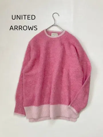 UNITED ARROWS 폭스 캐시미어 크루넥 니트 핑크