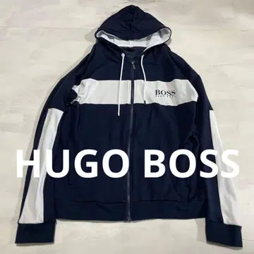 레어 새상품급 현행 모델 HUGO BOSS 풀 집업 로고 후드티