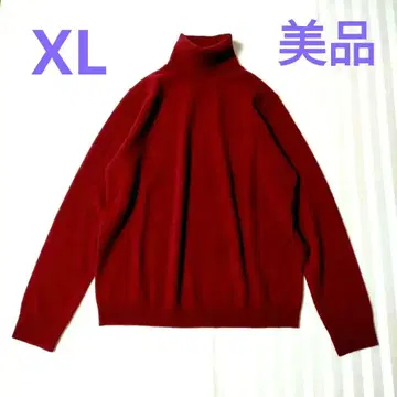 새상품급 유니클로 XL 캐시미어 100% 와인색 터틀넥 스웨터