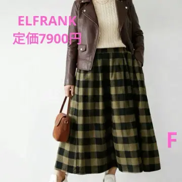 ELFRANK 성숙/러블리 체크 플레어 스커트 여유로운 가을 코디
