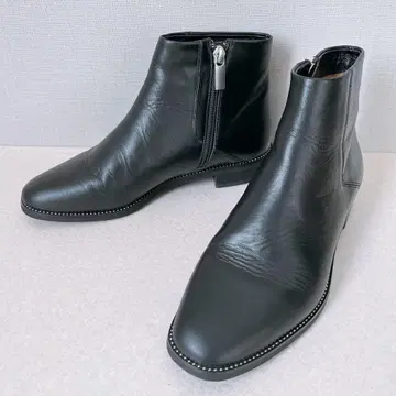 Odette e Odile 숏부츠 천연 가죽 사이드 지퍼 블랙 23cm