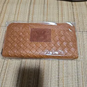 브라운 가죽 뜨개질 장지갑