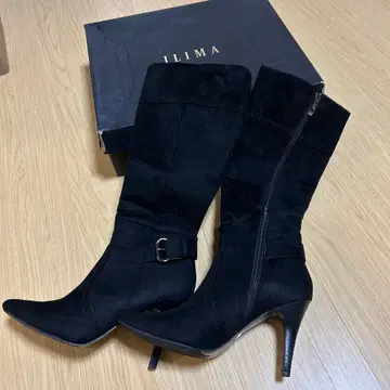 ILIMA 블랙 스웨이드 롱 부츠