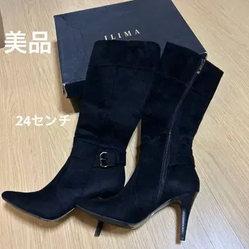 ILIMA 블랙 스웨이드 롱 부츠